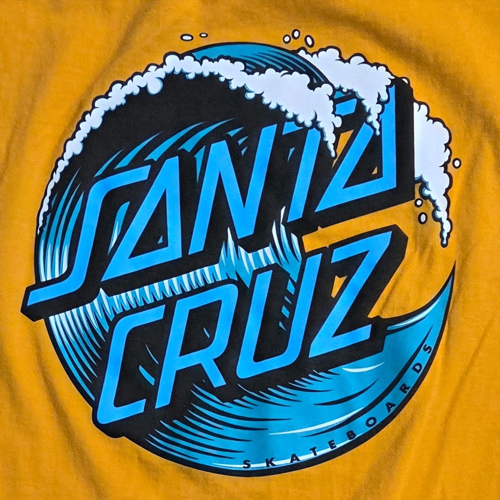 Santa‎ Cruz Skateboards Mens Yellow Wave Logo Long Sleeve Graphic T-Shirt L